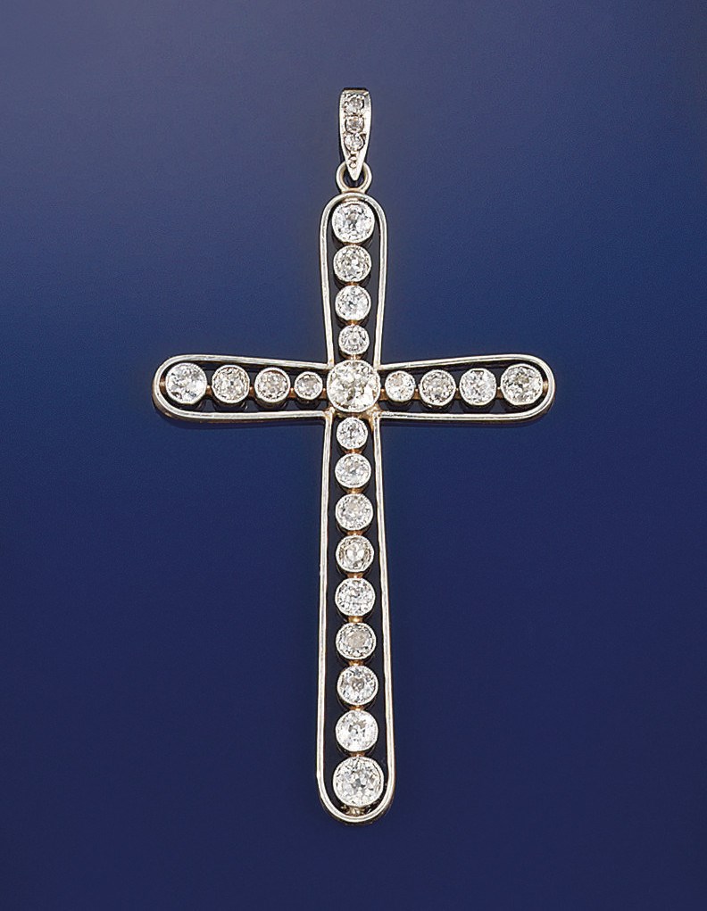A diamond cross pendant