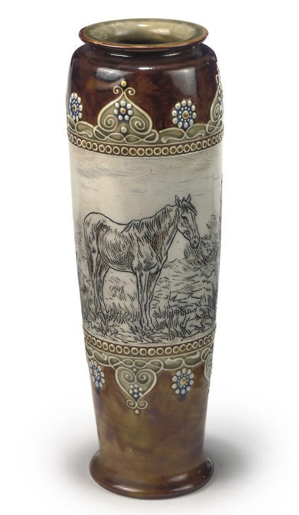 A ROYAL DOULTON STONEWARE VASE
