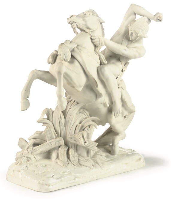 A MINTON PARIAN FIGURE OF A WARRIOR ON HORSEBACK