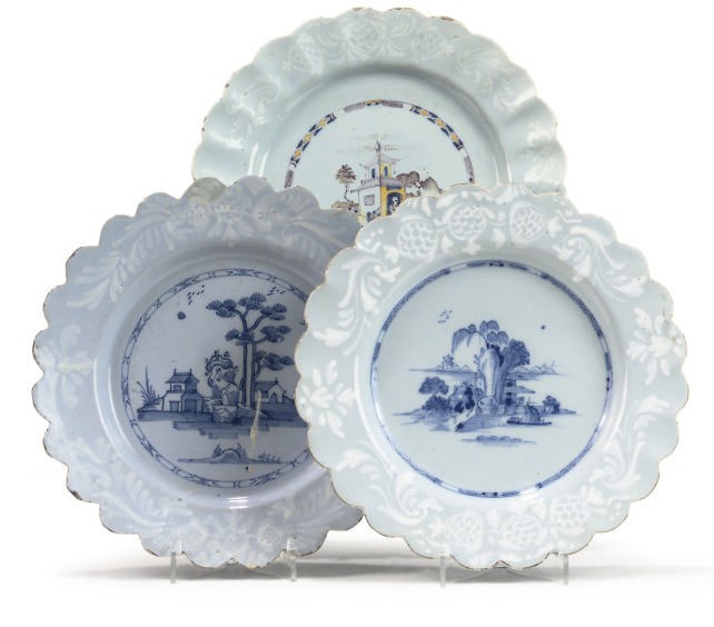 THREE BRISTOL DELFT BIANCO-SOPRA-BIANCO PLATES