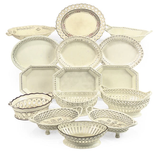 A COLLECTION OF SHORTHOSE & CO. CREAMWARE BASKETS