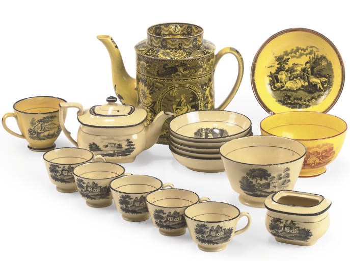 A STAFFORDSHIRE POTTERY TRANSFER-PRINTED SMALL PART TEA SERVICE AND OTHER ITEMS
