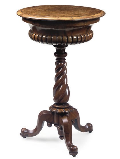 A VICTORIAN WALNUT AND BURR WALNUT TEAPOY