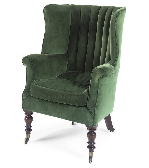 A REGENCY MAHOGANY WING ARMCHAIR