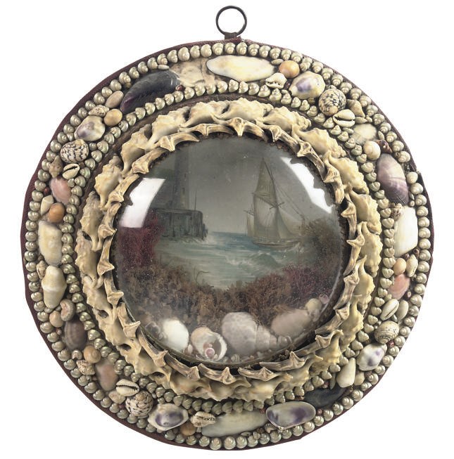 A GROUP OF FOUR EDWARDIAN SHELL-WORK SOUVENIR DIORAMAS