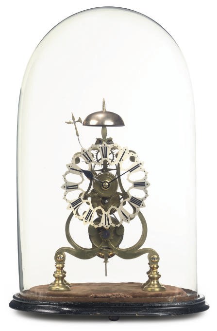A VICTORIAN BRASS EIGHT-DAY SKELETON CLOCK