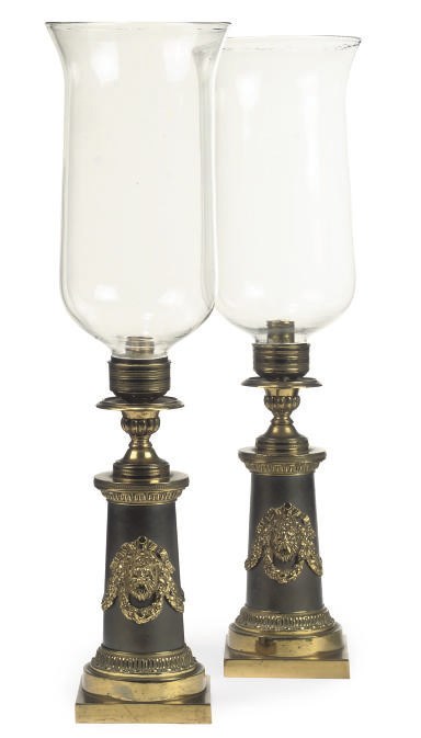 A PAIR OF FRENCH GILT-BRASS TABLE LANTERNS