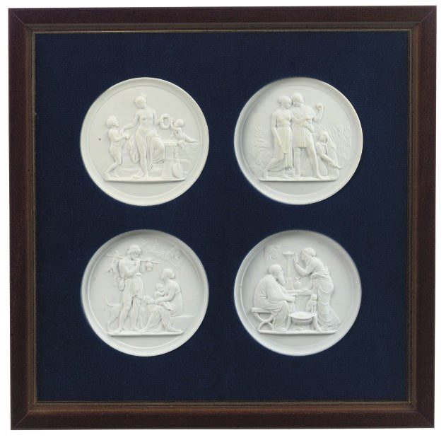 A SET OF FOUR RELIEF-MOULDED PLAQUES AFTER BERTEL THORVALDSEN (DANISH, 1770-1844)