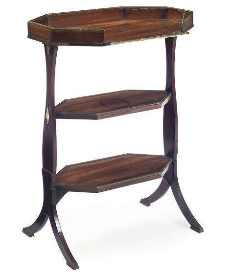 A DIRECTOIRE BRASS-MOUNTED MAHOGANY THREE-TIER VIDE-POCHE