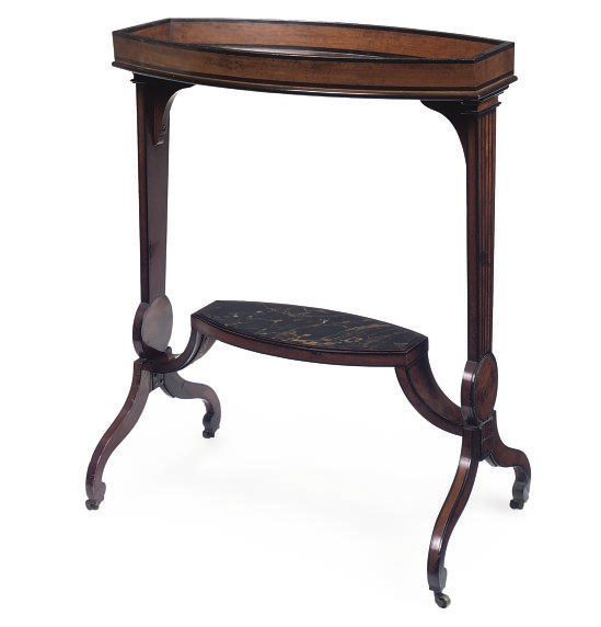 A DIRECTOIRE EBONISED AND MAHOGANY VIDE-POCHE