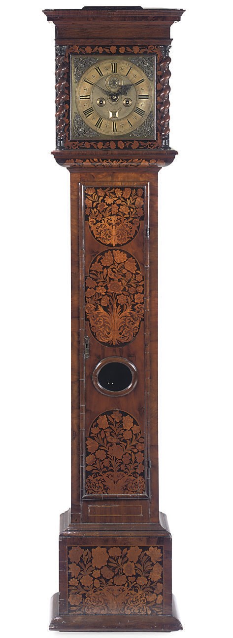 A WILLIAM III FLORAL MARQUETRY STRIKING EIGHT DAY LONGCASE CLOCK