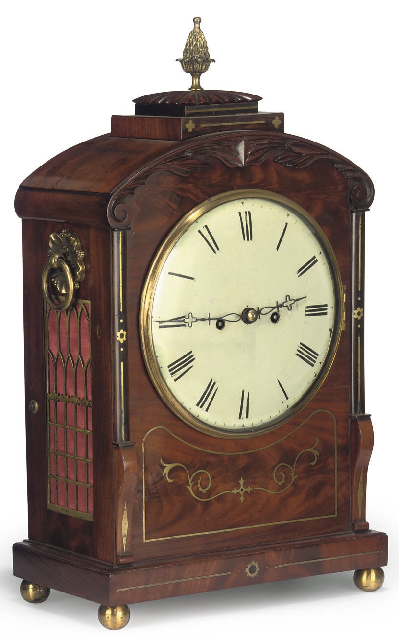 A WILLIAM IV STRIKING EIGHT DAY TABLE CLOCK