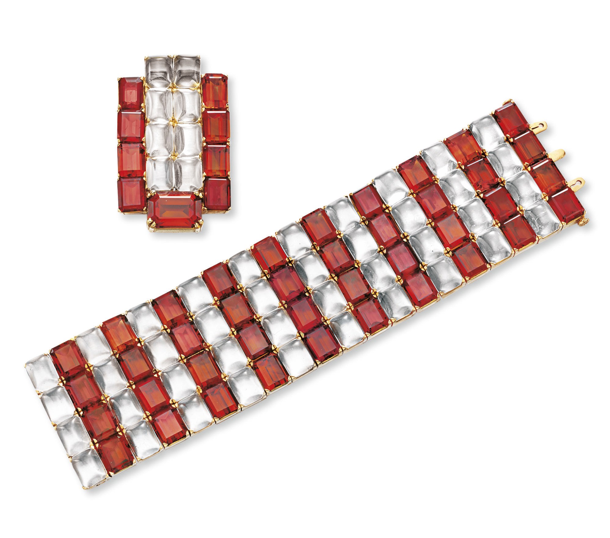 A SET OF CITRINE AND ROCK CRYSTAL JEWELRY