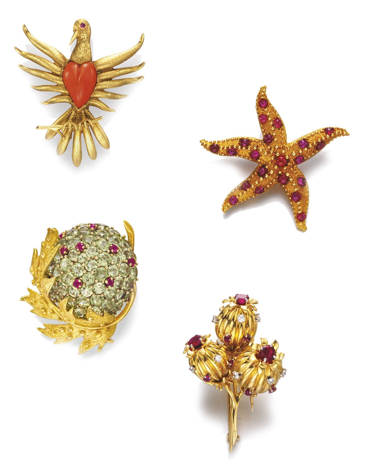 **A GROUP OF MULTI-GEM AND DIAMOND BROOCHES, BY JEAN SCHLUMBERGER, TIFFANY & CO.