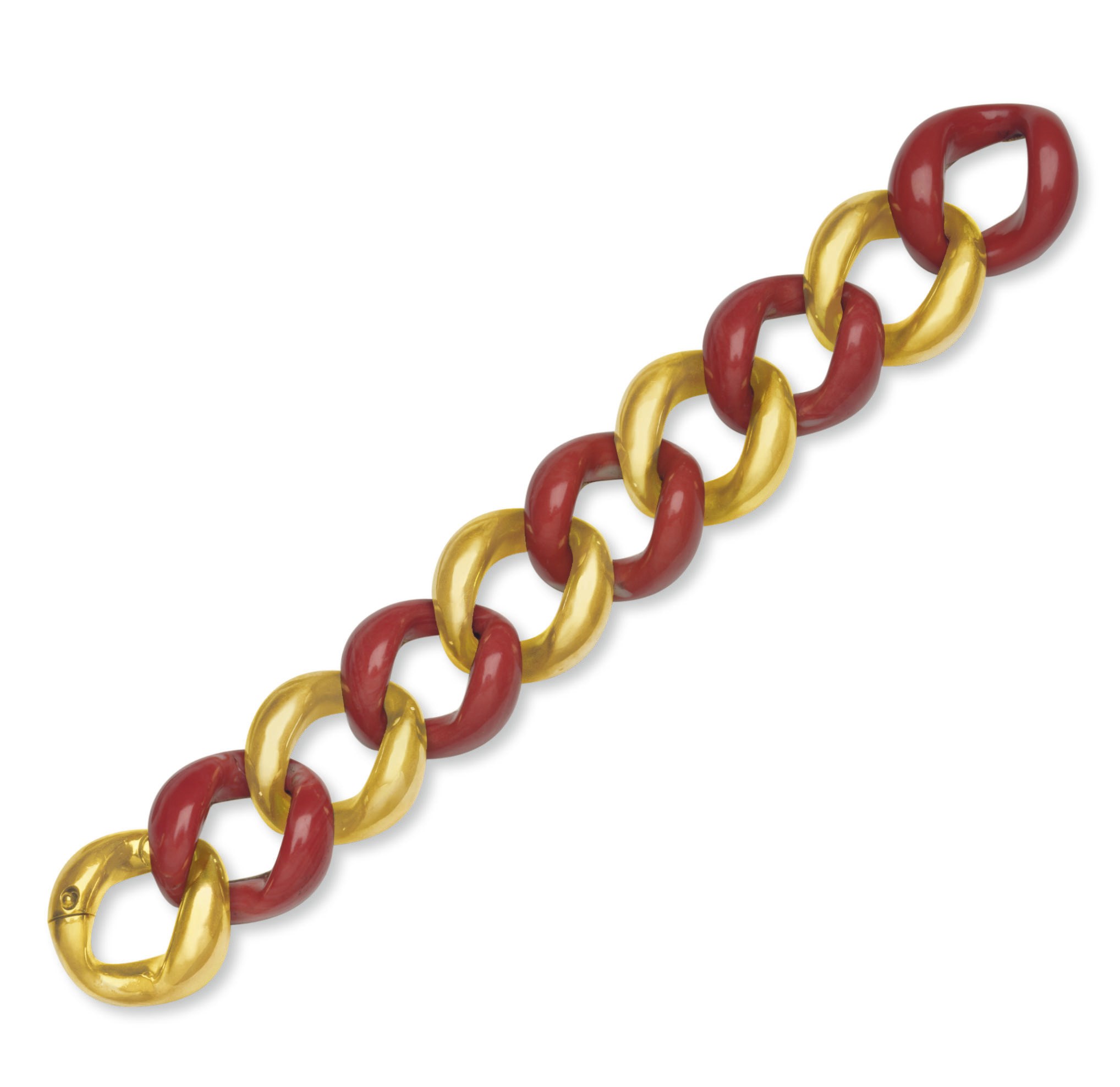 **A CORAL AND GOLD BRACELET, BY SEAMAN SCHEPPS