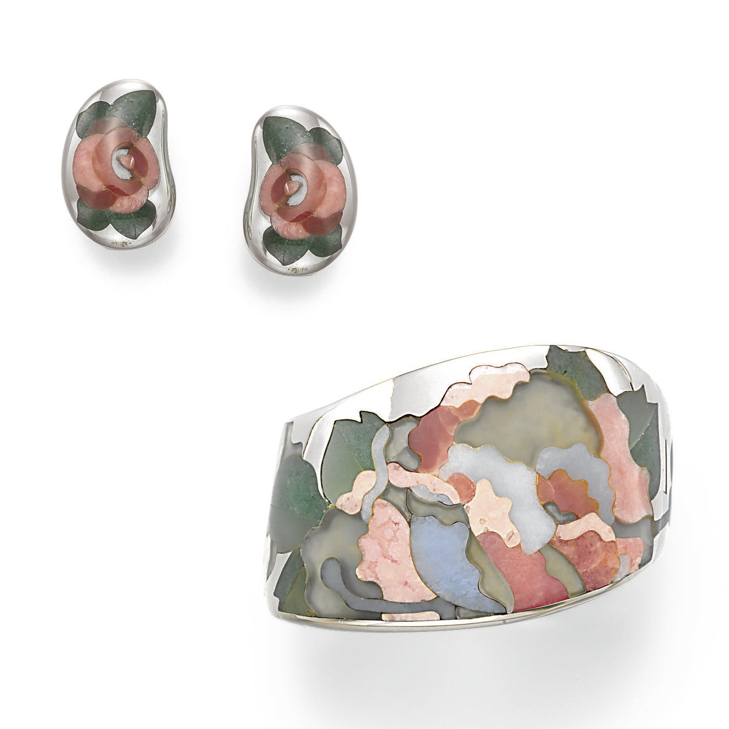 A SET OF MULTI-GEM AND WHITE GOLD MOSAIC JEWELRY, BY ANGELA CUMMINGS