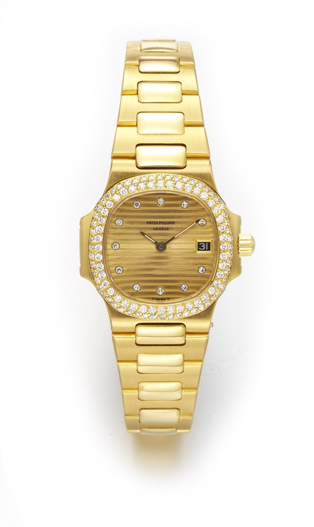 A GOLD AND DIAMOND "NAUTILIS" WRISTWATCH, BY PATEK PHILIPPE