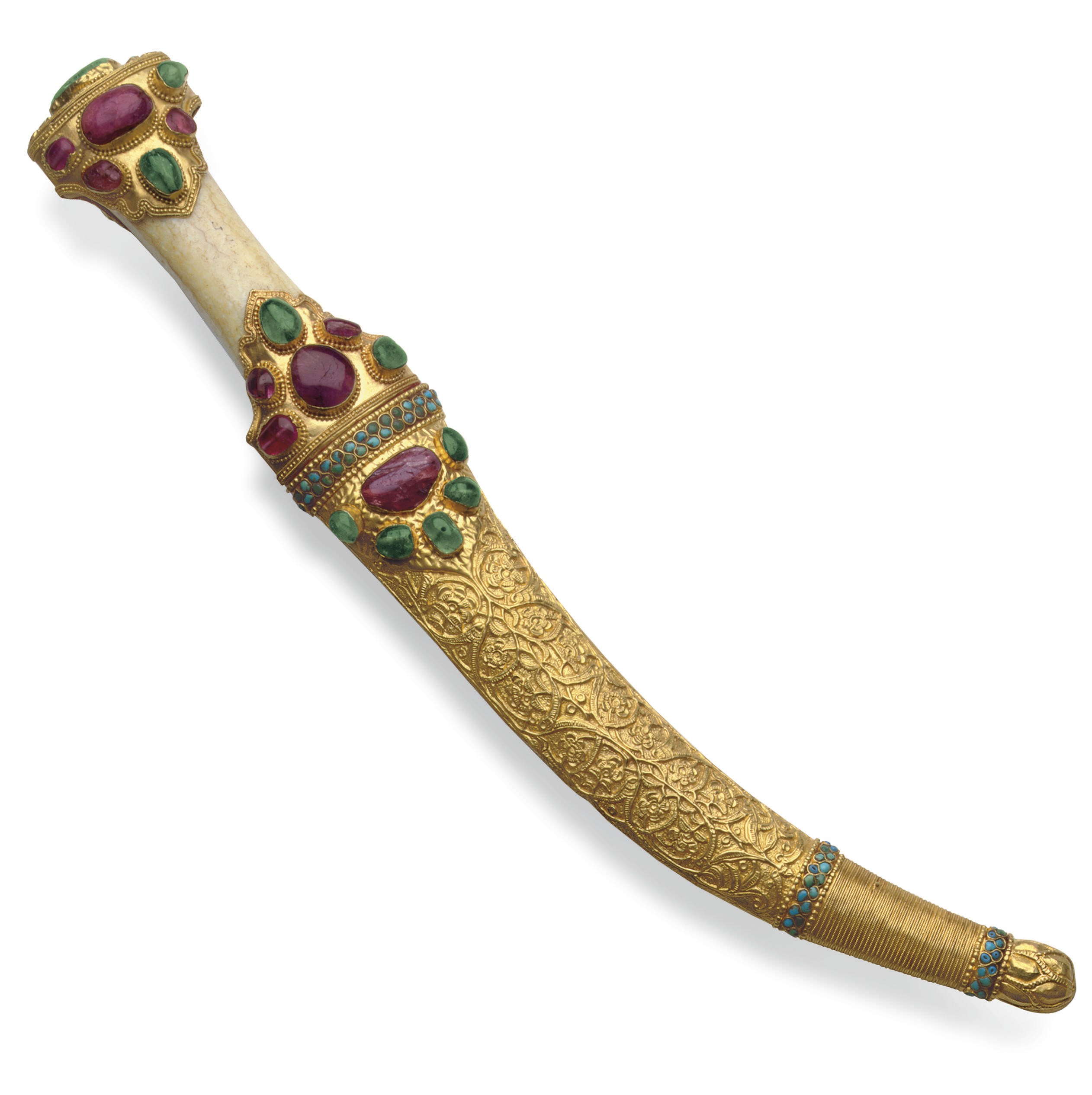 AN ANTIQUE MULTI-GEM AND GOLD DAGGER