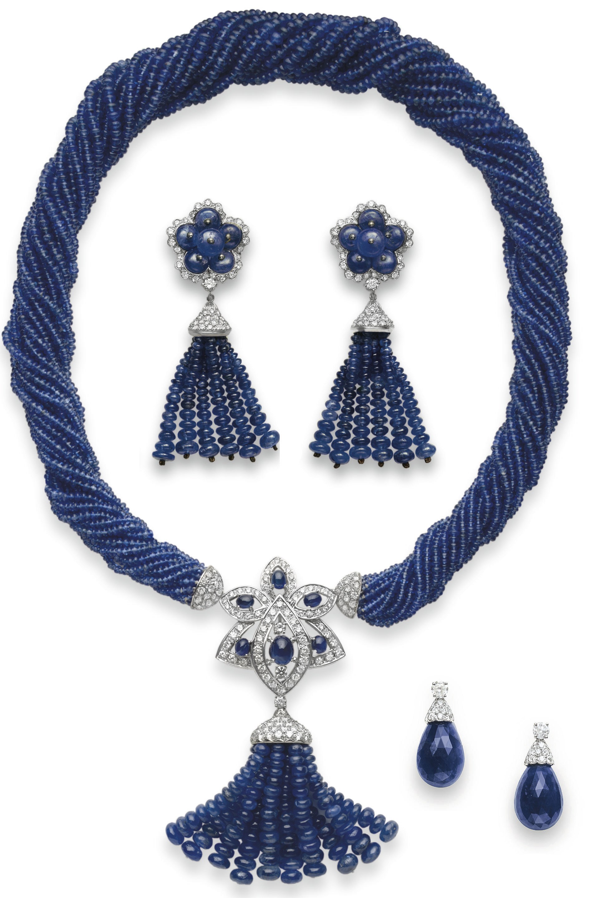 A SUITE OF SAPPHIRE AND DIAMOND JEWELRY