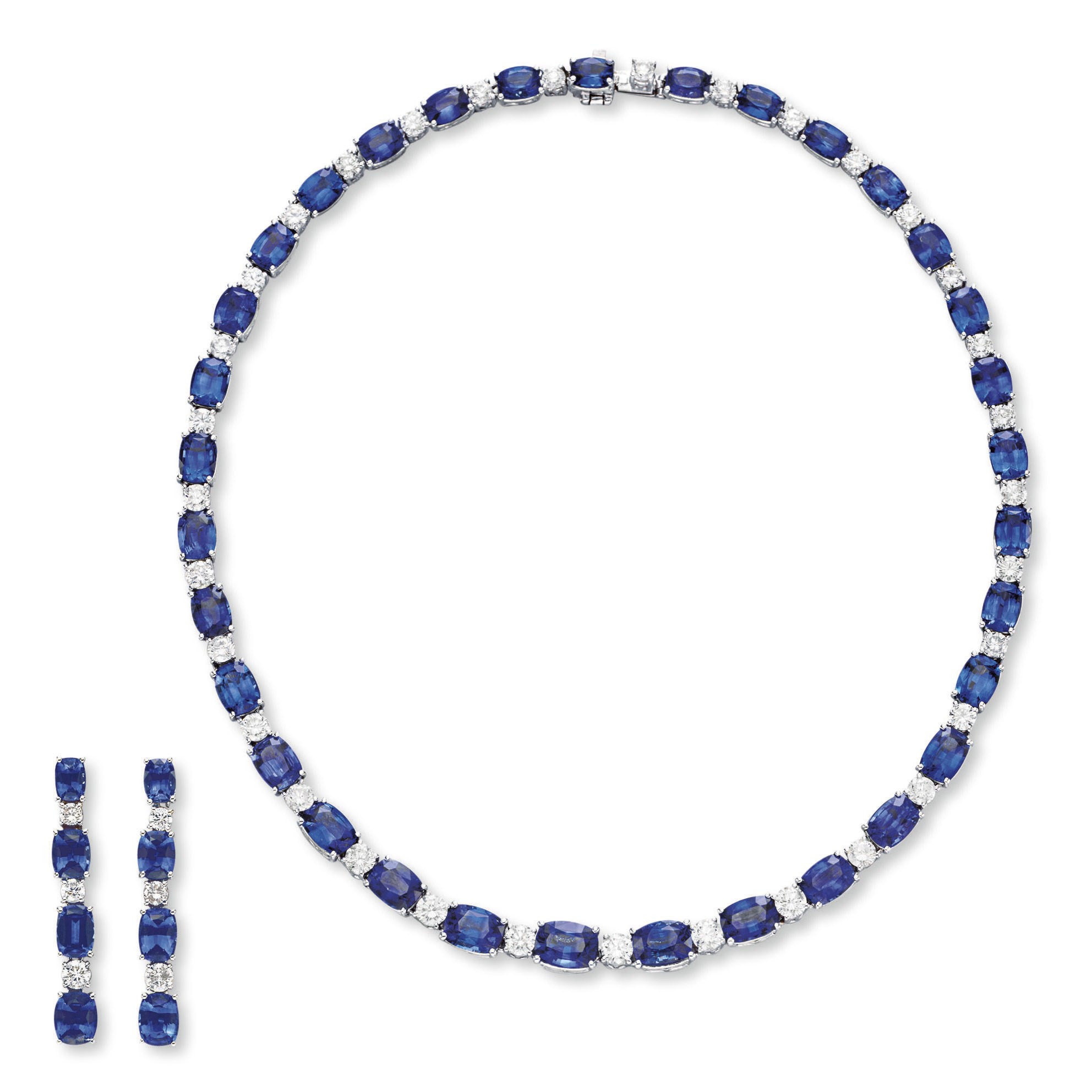 A SUITE OF DIAMOND AND SAPPHIRE JEWELRY