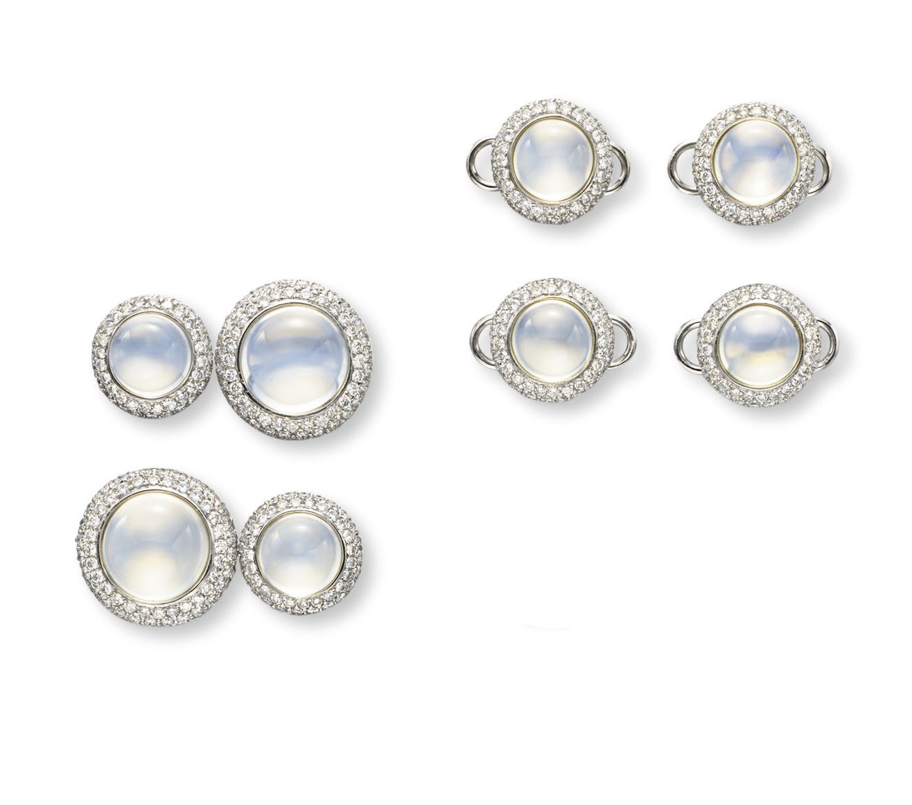 A MOONSTONE AND DIAMOND DRESS-SET