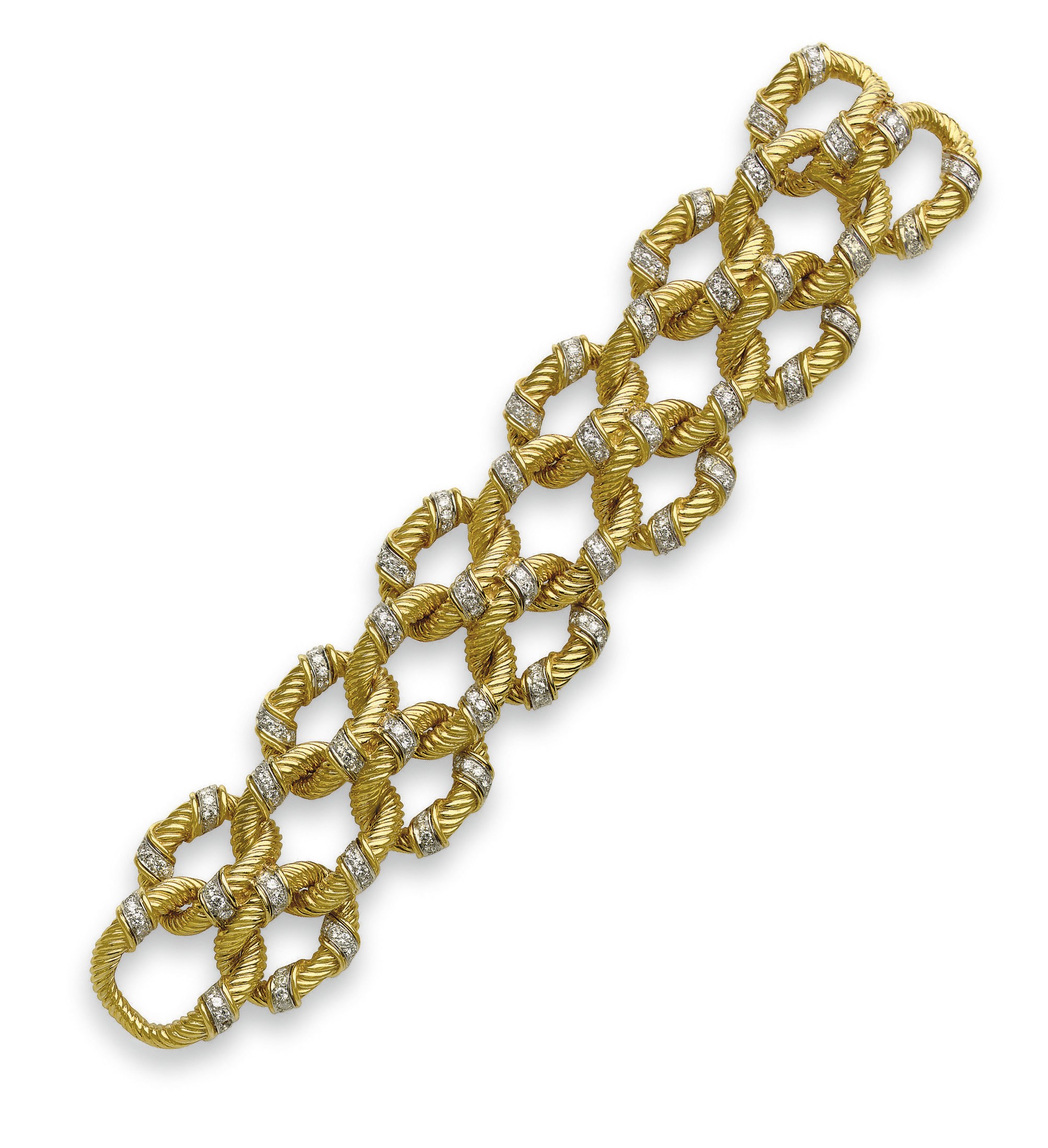 A DIAMOND AND GOLD BRACELET, BY VAN CLEEF & ARPELS