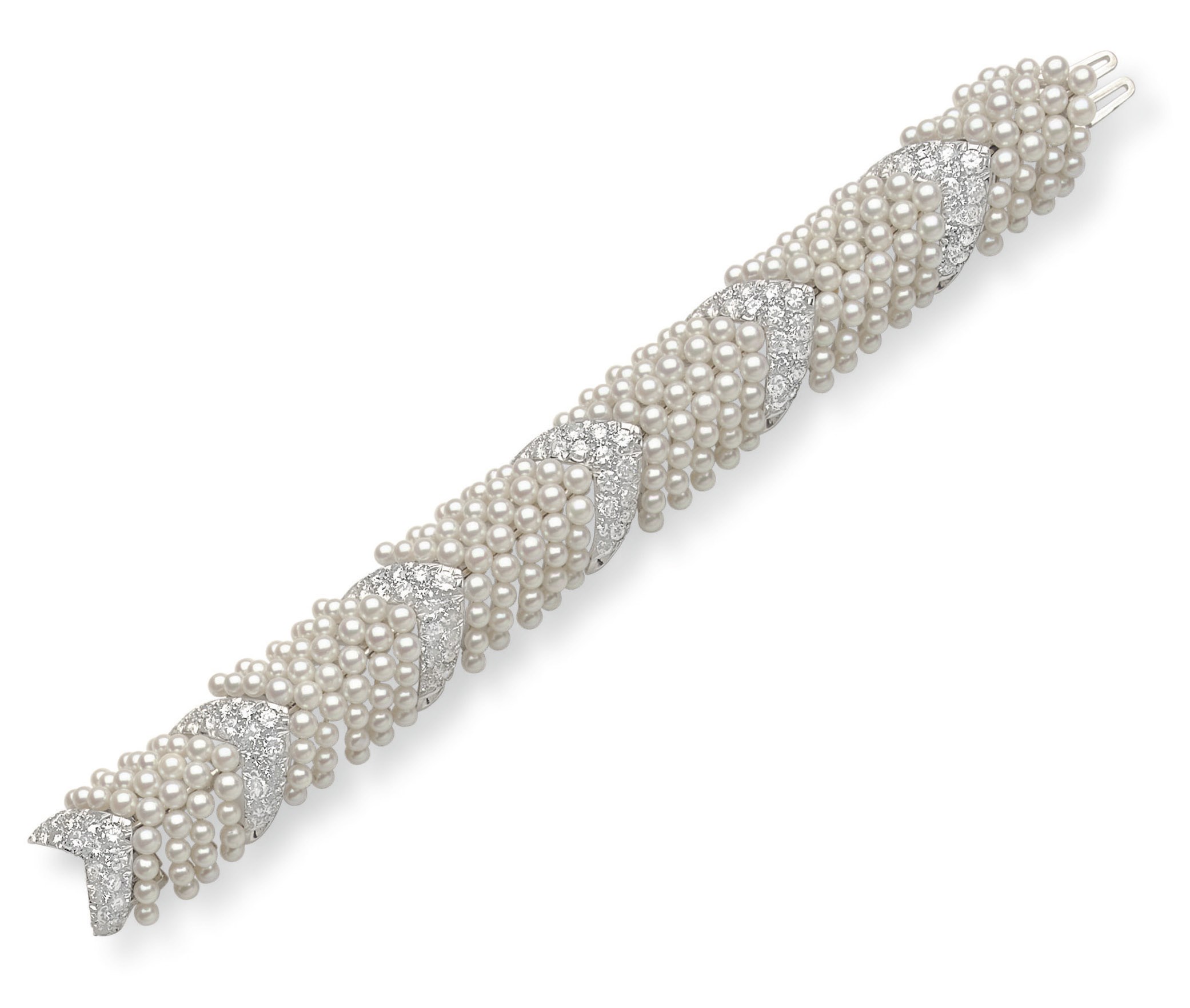 A CULTURED PEARL AND DIAMOND BRACELET, BY DAVID WEBB