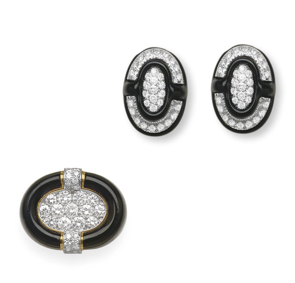 A SET OF ENAMEL AND DIAMOND JEWELRY, BY DAVID WEBB