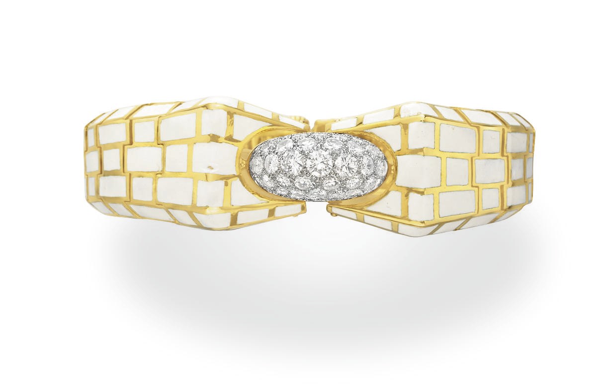 AN ENAMEL, DIAMOND AND GOLD BRACELET, BY DAVID WEBB