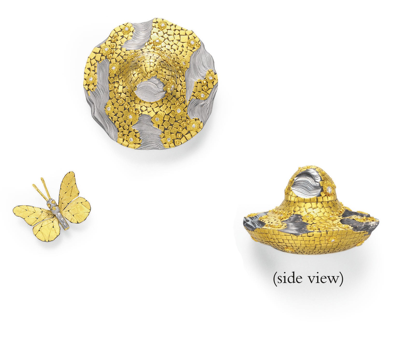 A DIAMOND, GOLD AND STEEL PERFUME BOTTLE, BY DANIEL BRUSH