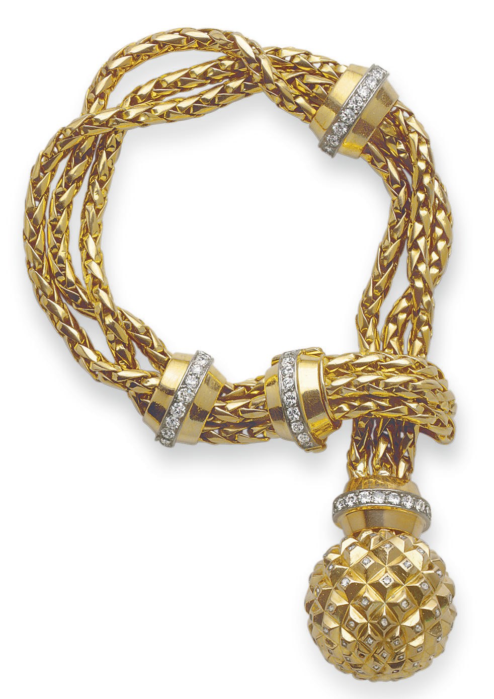 A GOLD AND DIAMOND TASSEL BRACELET
