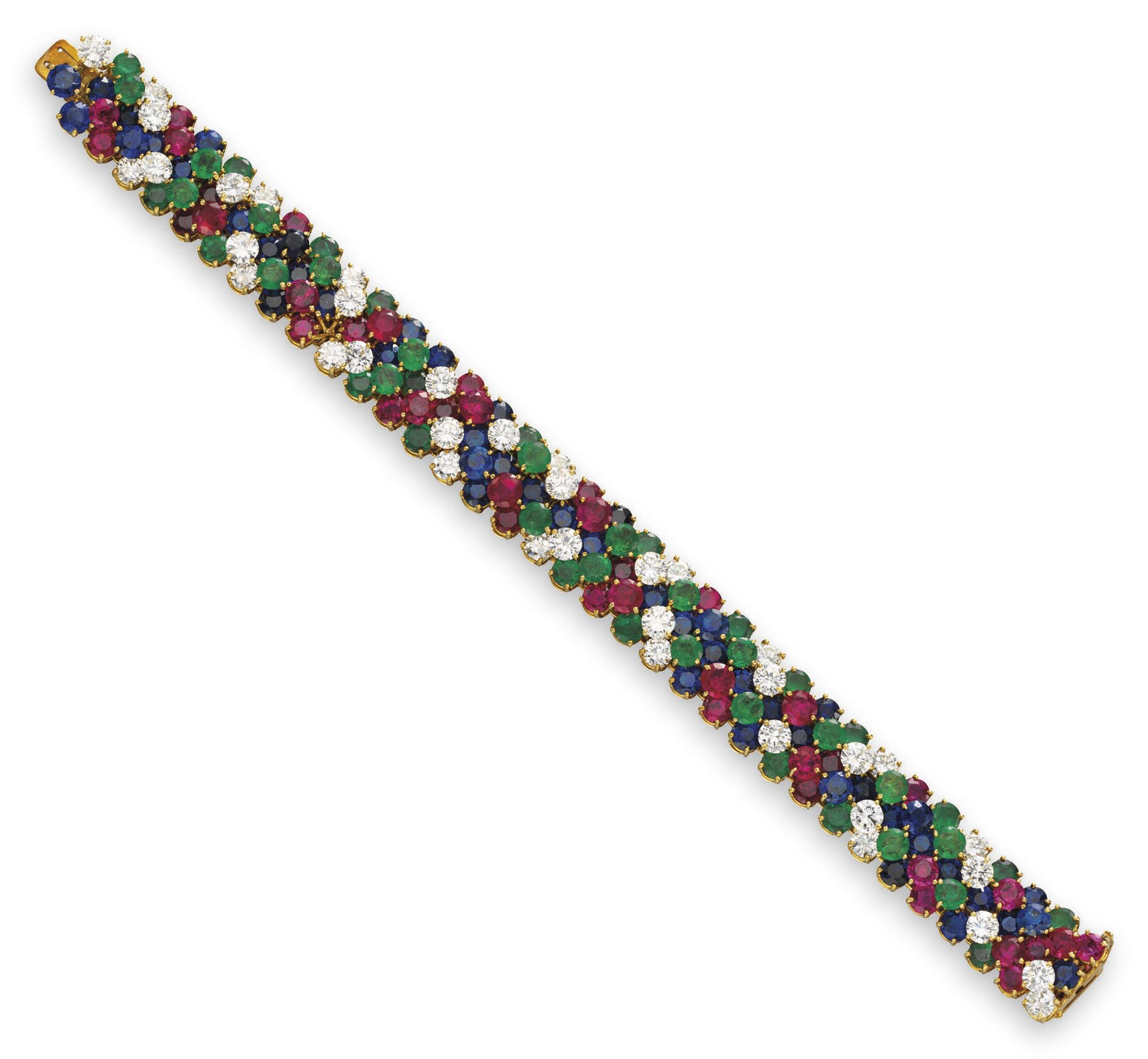 A MULTI-GEM AND DIAMOND BRACELET, BY VAN CLEEF & ARPELS