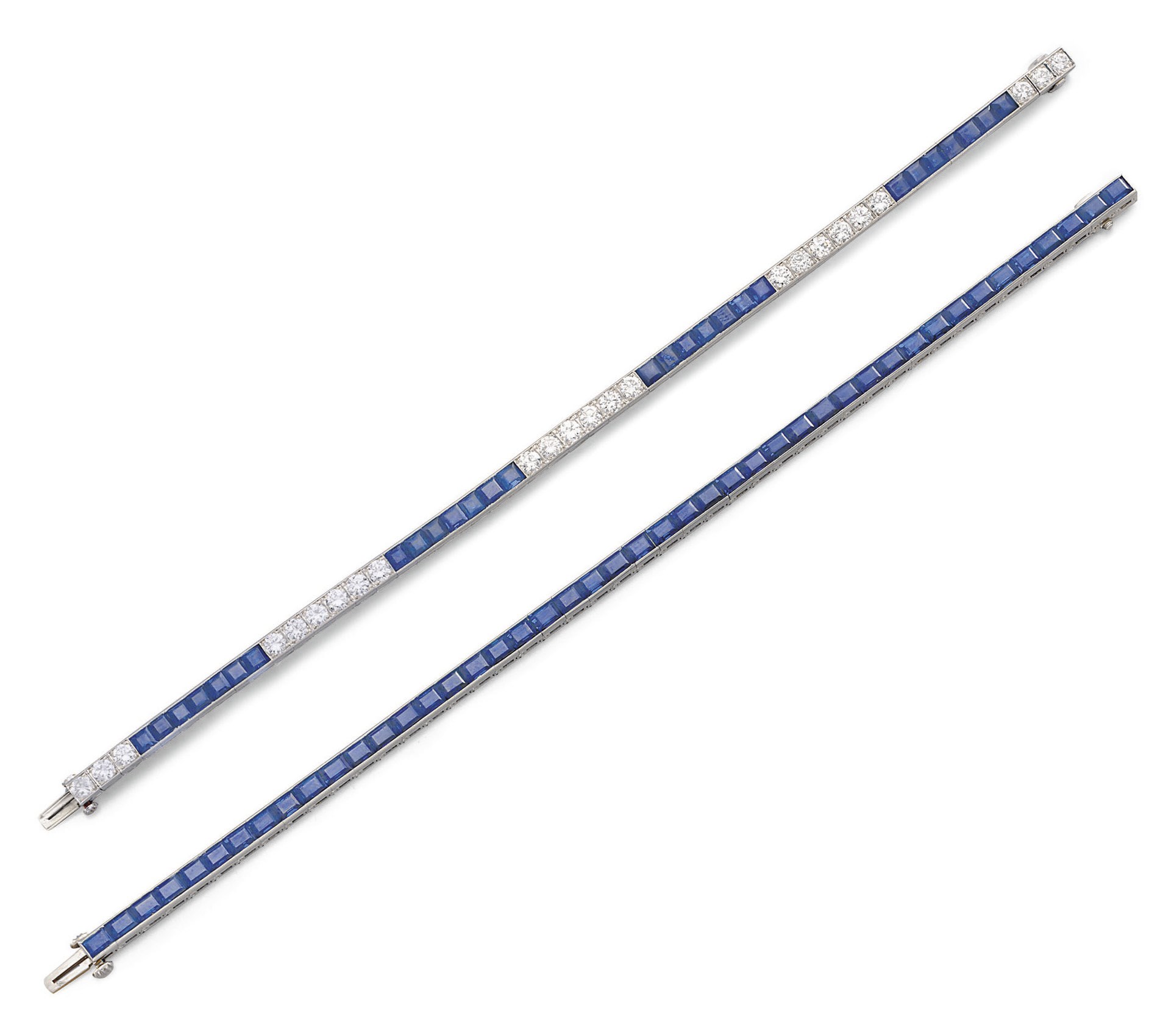 A PAIR OF SAPPHIRE AND DIAMOND BRACELETS, BY TIFFANY & CO.