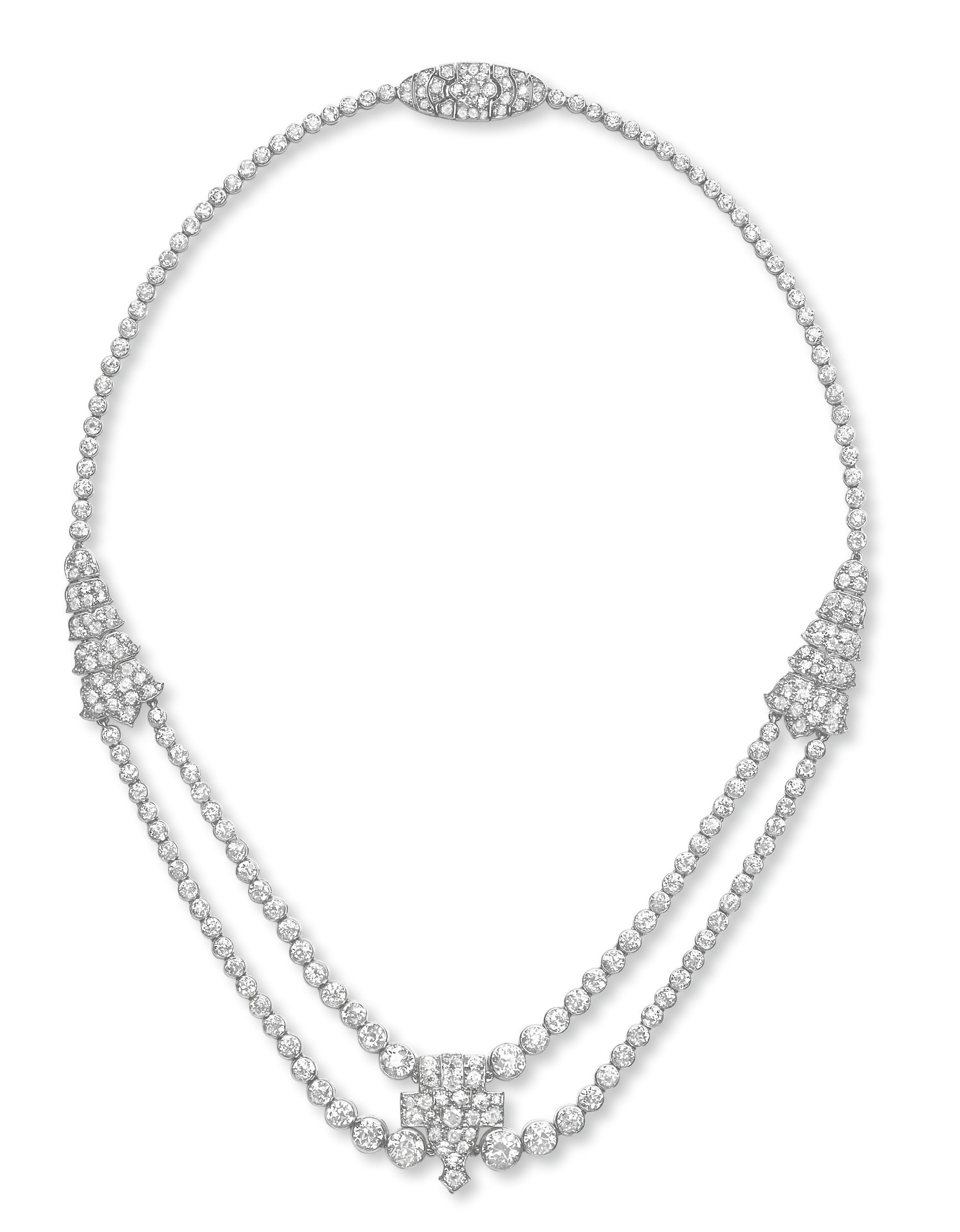 AN ART DECO DIAMOND NECKLACE, BY CARTIER
