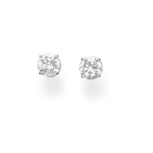 A PAIR OF DIAMOND EAR STUDS