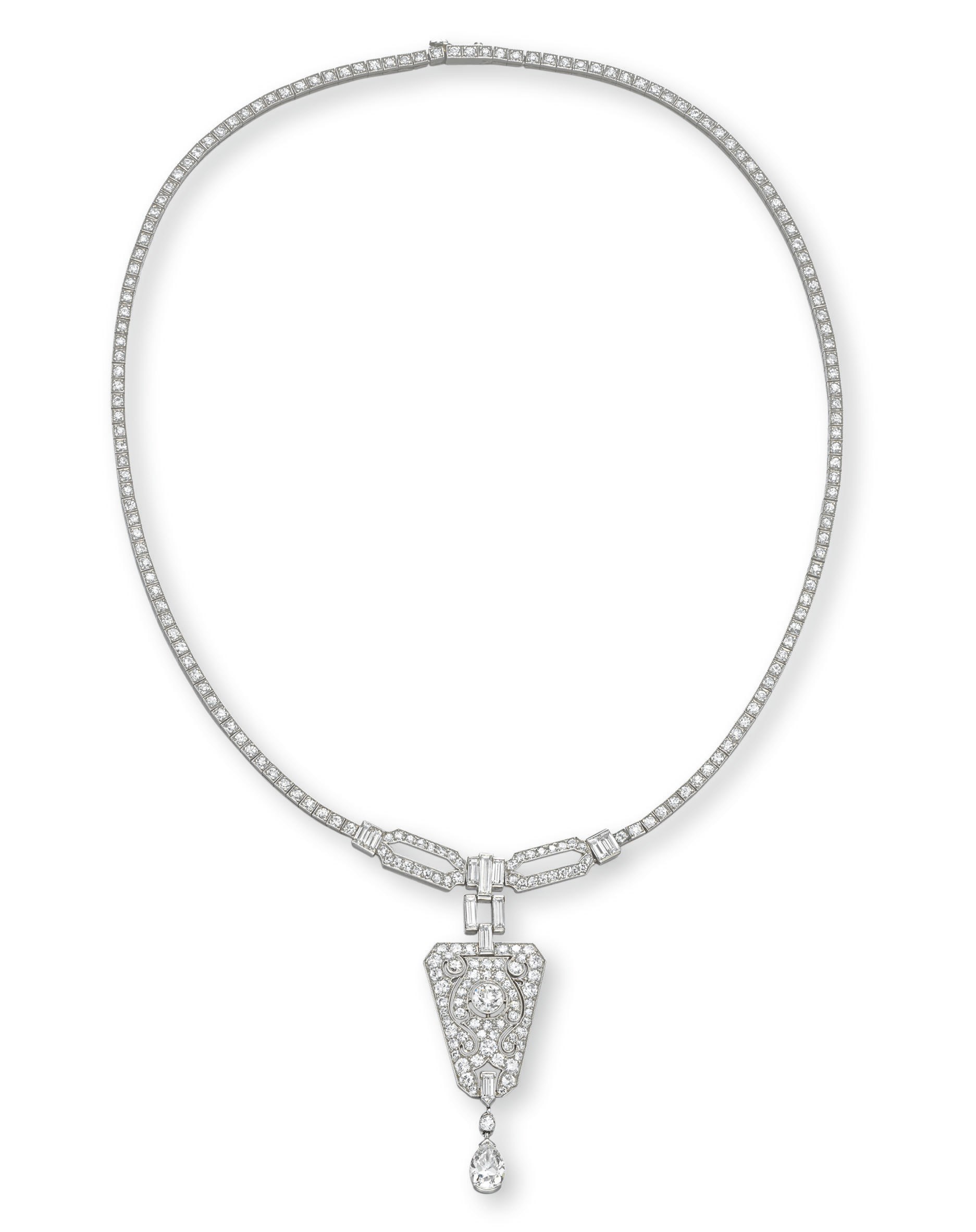 AN ART DECO DIAMOND NECKLACE, BY TIFFANY & CO.