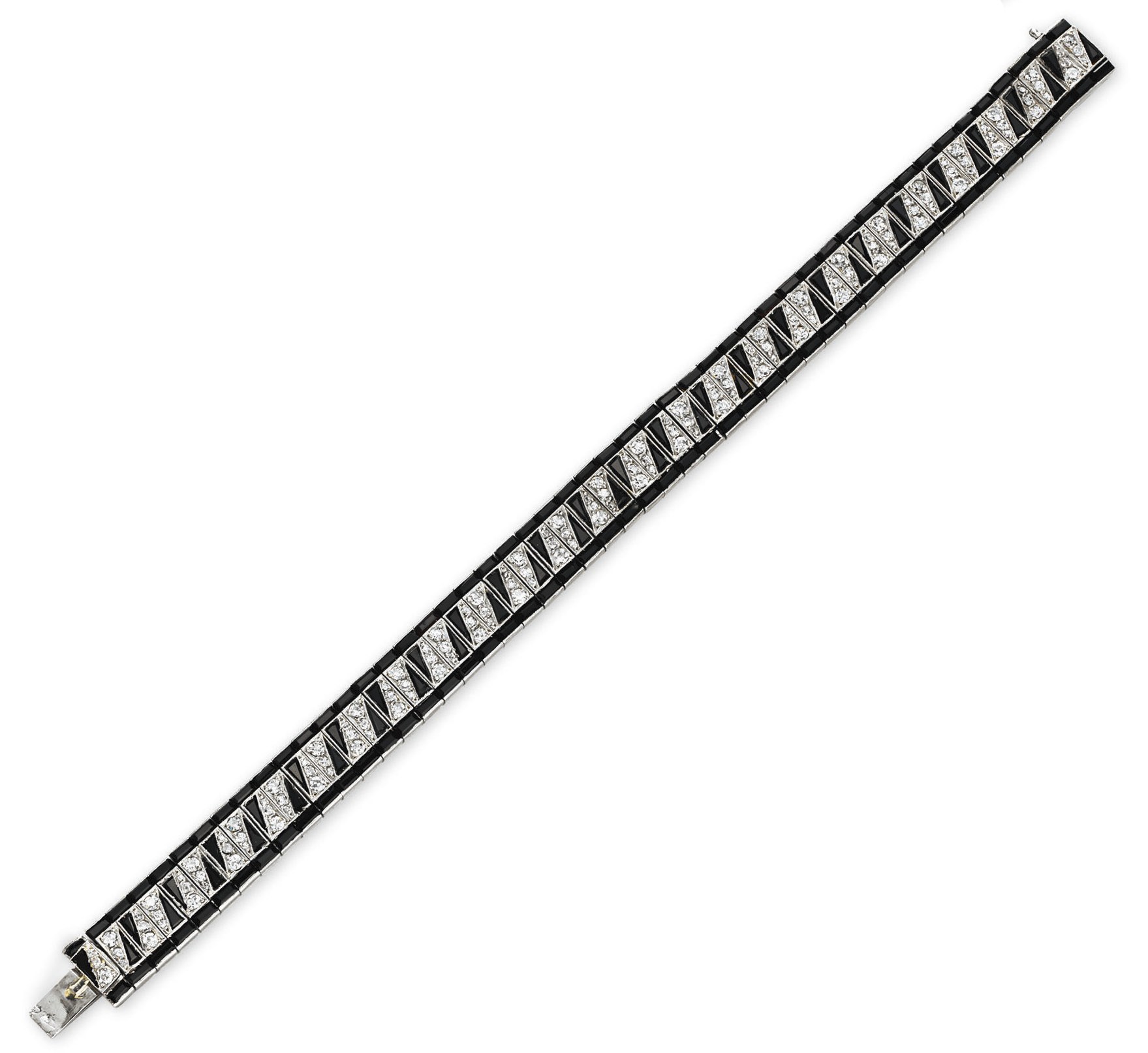 AN ART DECO DIAMOND AND ONYX BRACELET, BY TIFFANY & CO.
