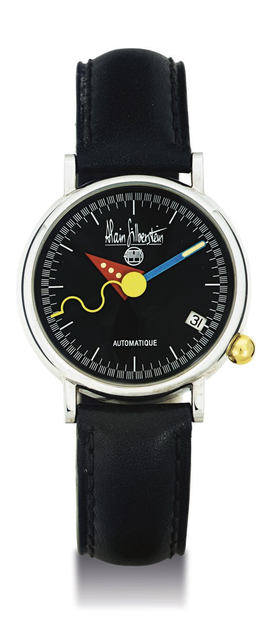 ALAIN SILBERSTEIN. A STAINLESS STEEL AUTOMATIC WRISTWATCH WITH CENTER SECONDS AND DATE
