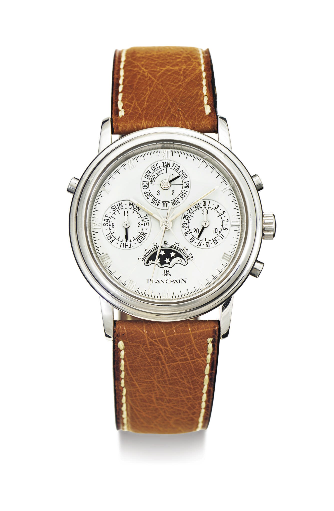 BLANCPAIN. A FINE PLATINUM PERPETUAL CALENDAR SPLIT-SECONDS CHRONOGRAPH WRISTWATCH WITH MOON PHASES