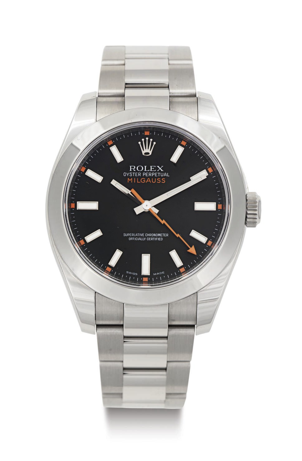 ROLEX.  A STAINLESS STEEL AUTOMATIC WRISTWATCH WITH CENTER SECONDS AND BRACELET