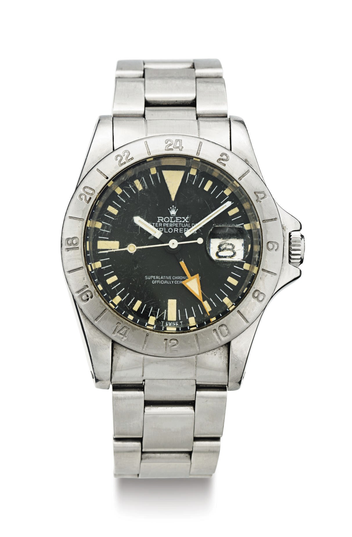 ROLEX. A STAINLESS STEEL AUTOMATIC WRISTWATCH WITH CENTER SECONDS, 24 HOURS, DATE AND BRACELET