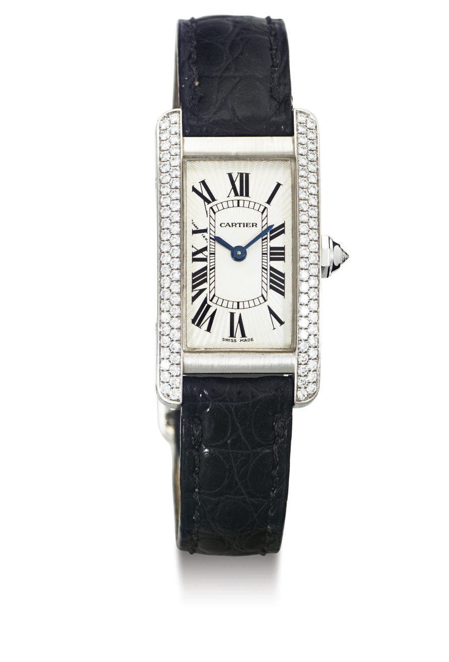CARTIER. AN 18K WHITE GOLD AND DIAMOND WRISTWATCH