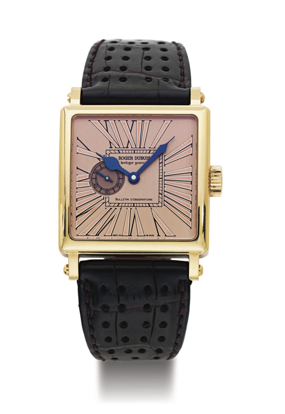 ROGER DUBUIS. A FINE LIMITED EDITION 18K PINK GOLD AUTOMATIC WRISTWATCH WITH ECCENTRIC SECONDS