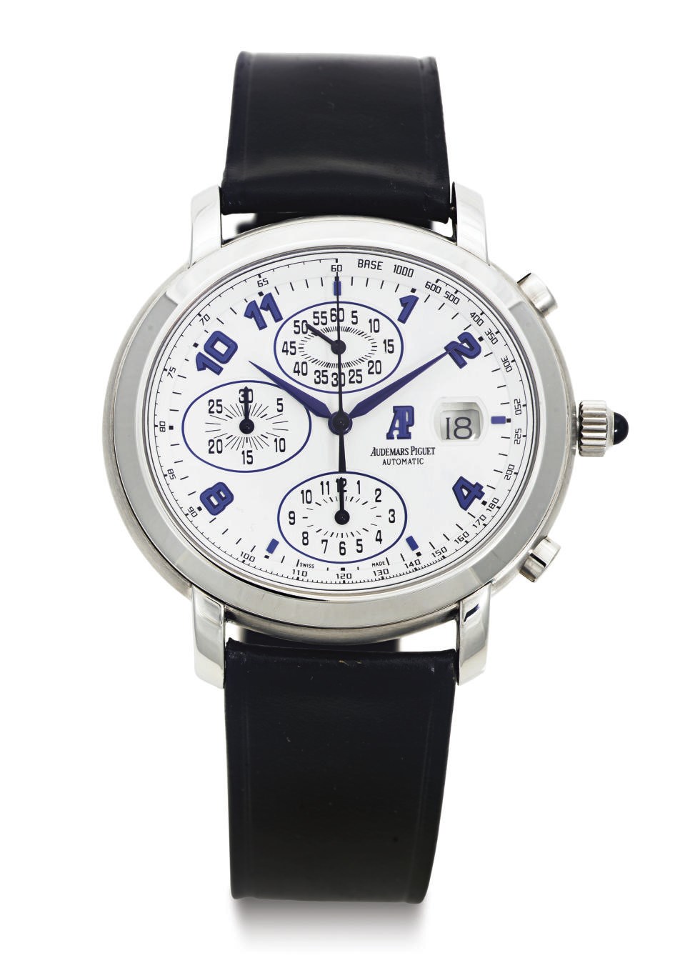 AUDEMARS PIGUET. A STAINLESS STEEL AUTOMATIC CHRONOGRAPH WRISTWATCH WITH DATE