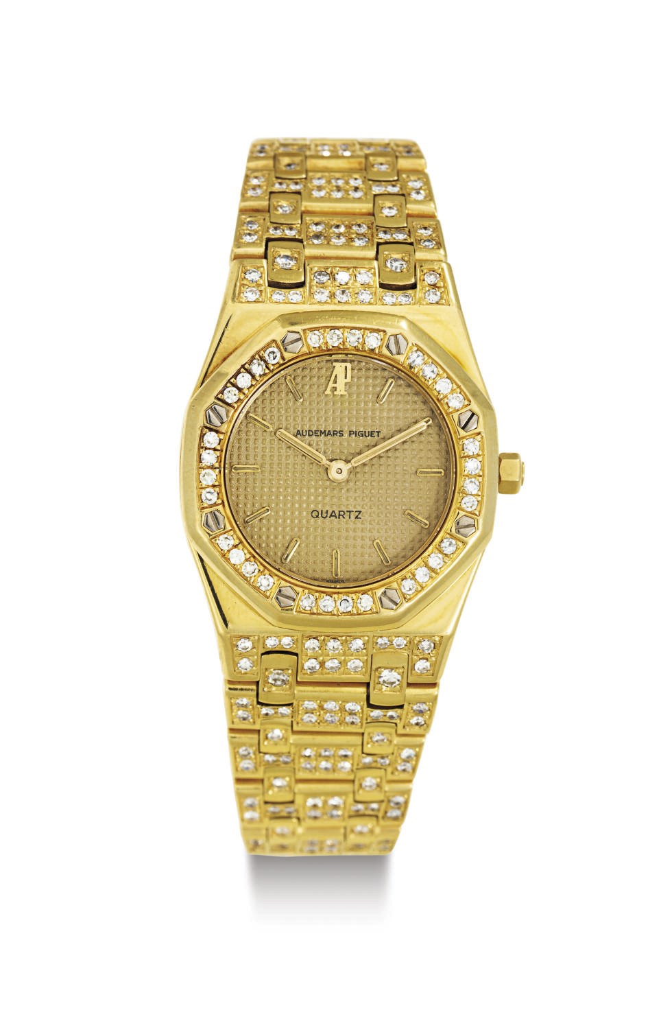 AUDEMARS PIGUET. A FINE LADY'S 18K GOLD AND DIAMOND WRISTWATCH WITH BRACELET