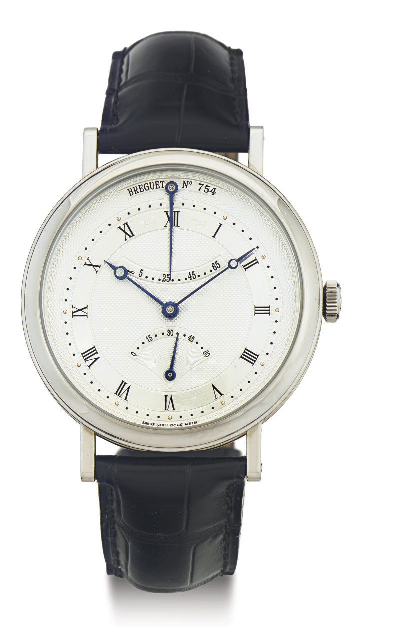 BREGUET.  AN 18K WHITE GOLD AUTOMATIC WRISTWATCH WITH RETROGRADE SECONDS AND POWER RESERVE