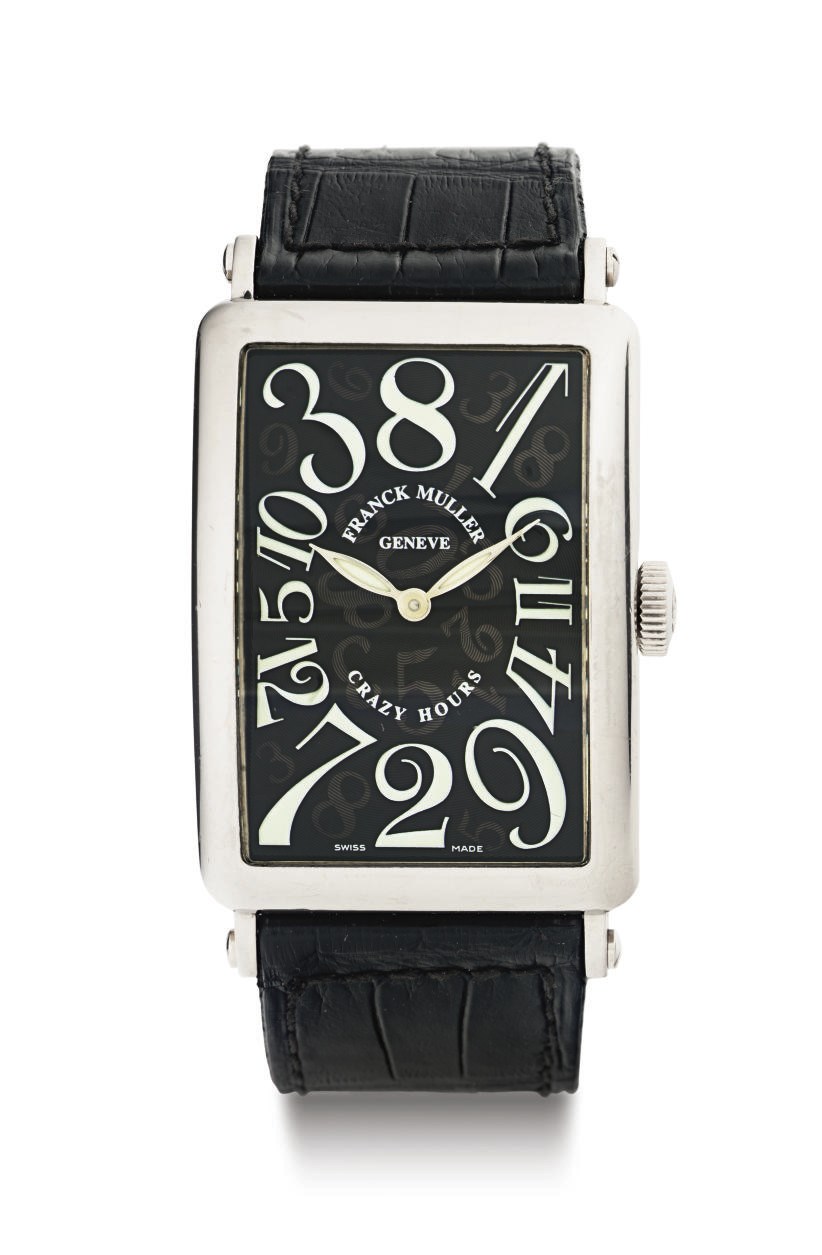 FRANCK MULLER. A LARGE 18K WHITE GOLD AUTOMATIC WRISTWATCH