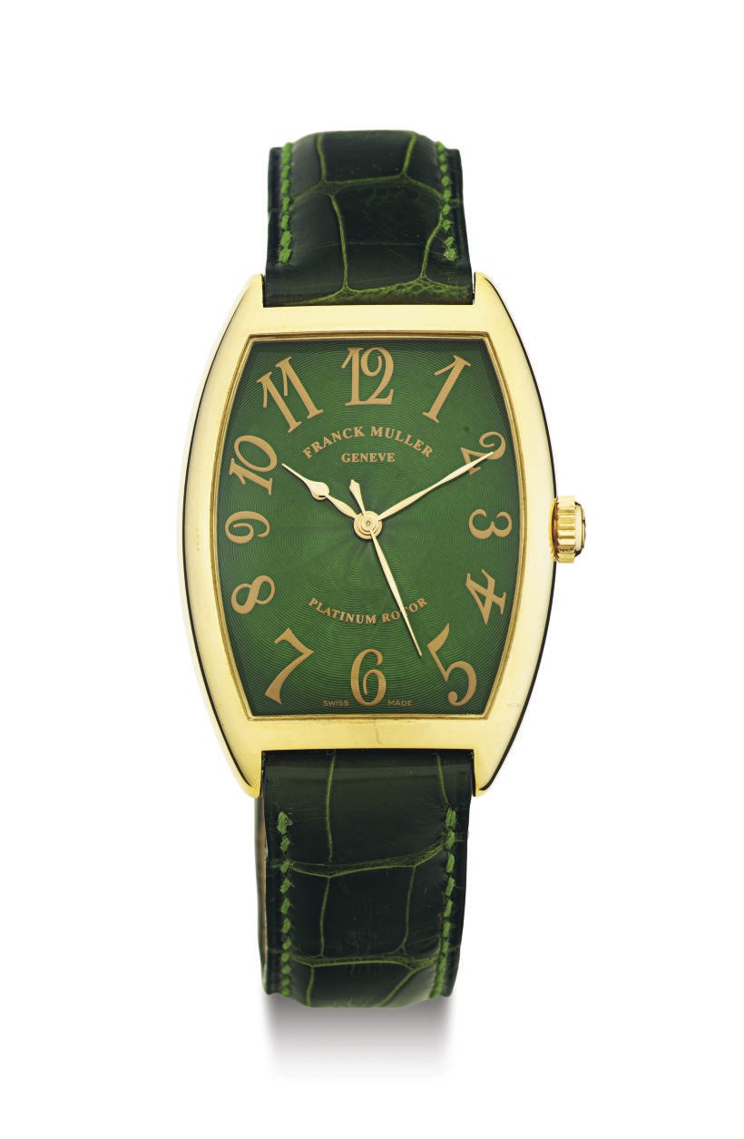 FRANCK MULLER. AN 18K GOLD AUTOMATIC WRISTWATCH WITH CENTER SECONDS