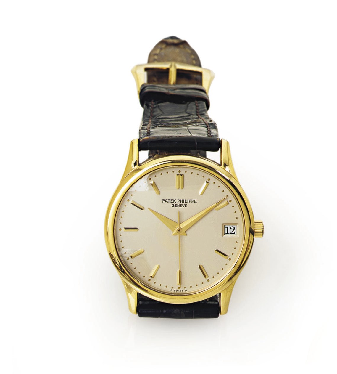 PATEK PHILIPPE. AN 18K GOLD AUTOMATIC WRISTWATCH WITH CENTER SECONDS AND DATE