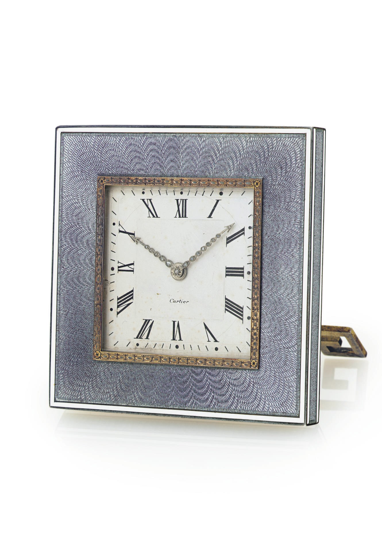 CARTIER.  A BELLE EPOQUE ENAMEL DESK CLOCK
